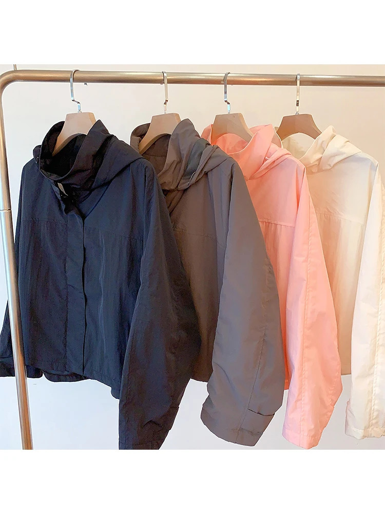 Mumaroho 2025 Autumn Winter Women Windbreaker Jacket Windproof Solid Long Sleeve Outdoor Sport Hooded Thin Coat Jacket For Women 251028