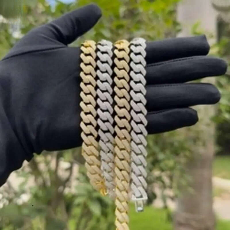 necklace moissanite chain Pass Dia Tester Moissanite Hip Hop Jewelry Sier 8MM 10MM 12MM 13MM Iced Out Cuban k Chain Mens