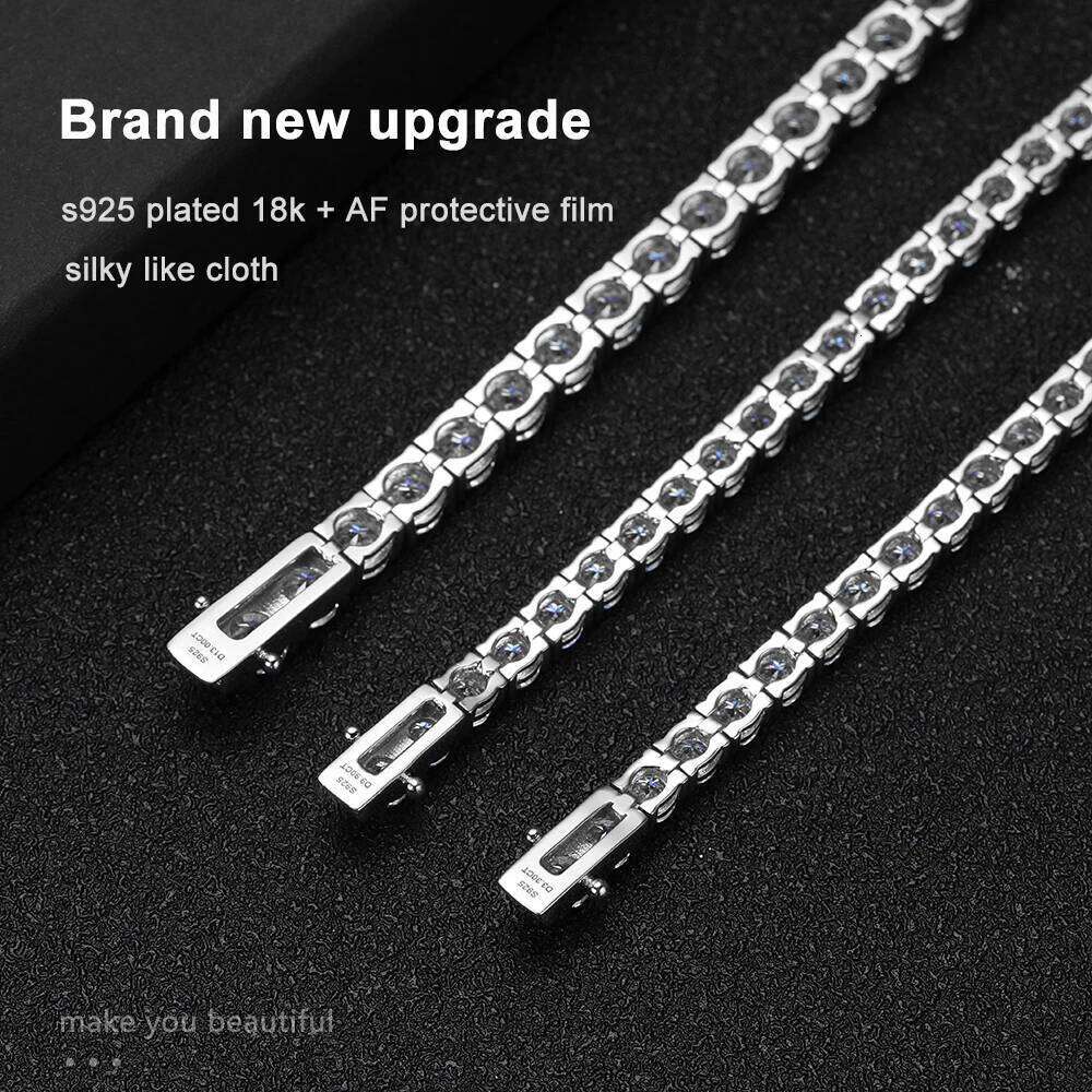 KNOBSPIN D VVS1 Moissanite Tennis Bracelet Original s Sterling Sier Plated White Gold with GRA Bracelets for Women Man