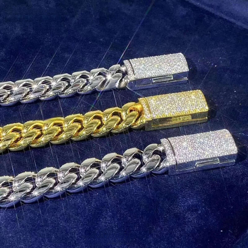 Vvs Moissanite Dia Sterg Sier Gold Iced Out Letter Necklace Cuban k Chain Hip Hop Custom Name Pendant