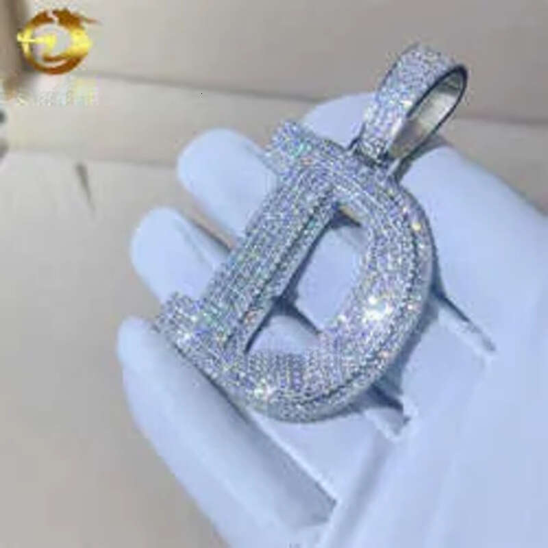 Designer JewelryCustom top quality hip hop iced out dia sterling sier gold initial moissanite letter pendant