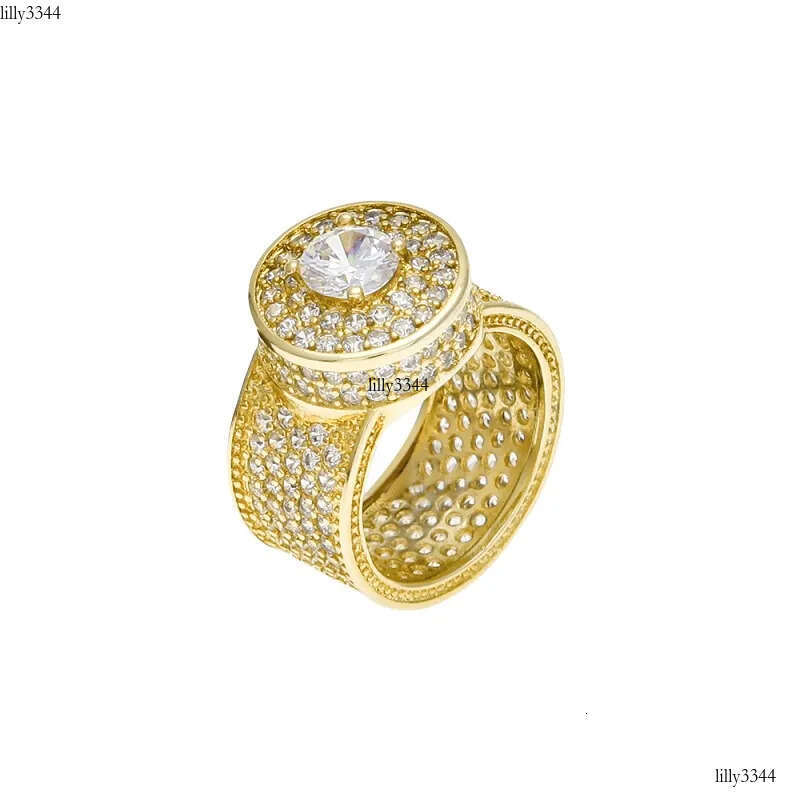 Mens Hip Hop Ring Jewelry Gold Sier Iced Out Crystal Gemstone Dia Rings For Men
