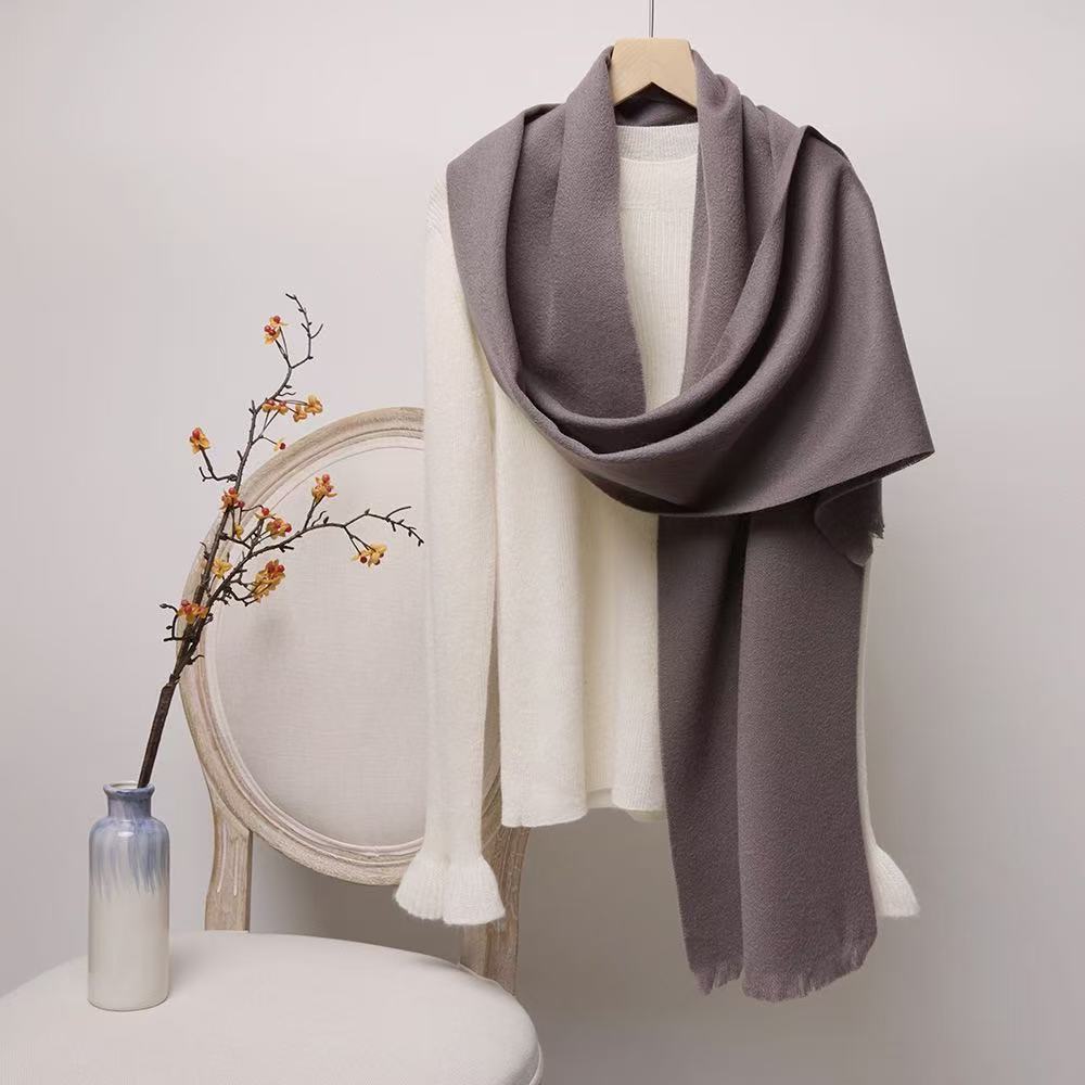 T1954 pure wool scarf autumn and winter warm all-match solid color