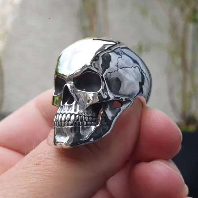 Hip-Hop Men's Creative Ghost Head Skull Rings for men Gothic Punk Metal Rock Bands Jewelry Accessories Party Wholesale