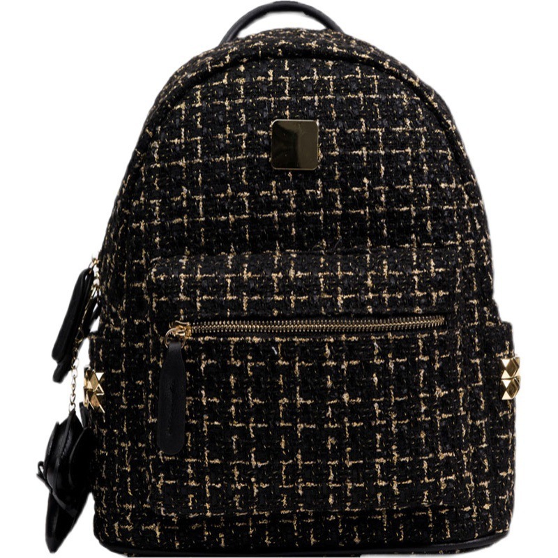 Designer bags autumn and winter woolen backpack 2023 new fashion French texture foreign style women's travel small backpack free pendant