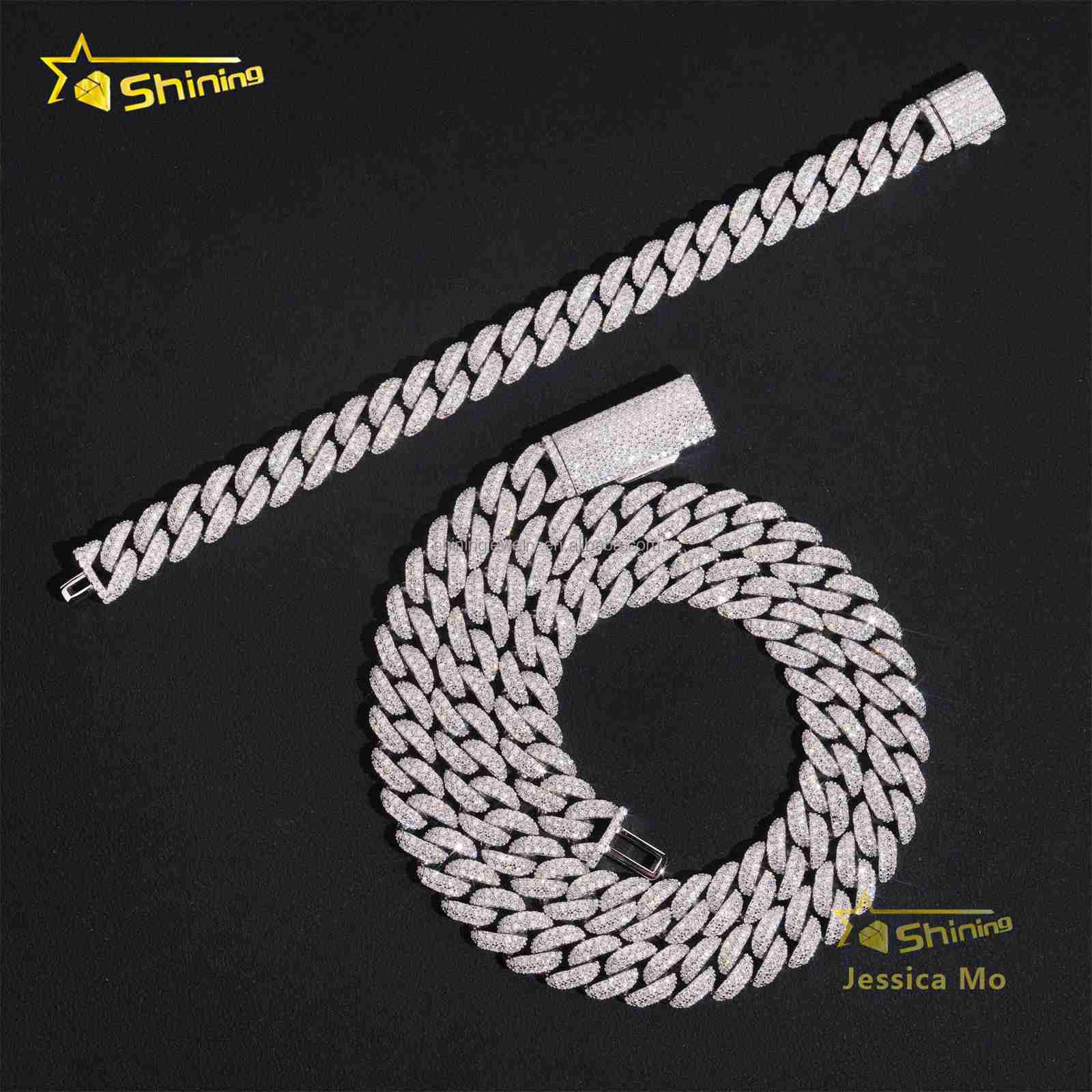 Bulk Stock New Arrivals Unique Design GRA Certificate S925 10mm Iced Out VVS Moissanite Miami Cuban Link Chain Necklace