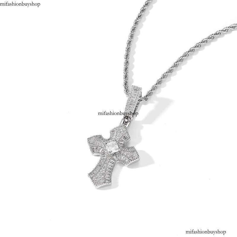 Hip Hop Cross Pendant Necklace TopBling 5A T Zircon Real Gold Plated Men Jewelry