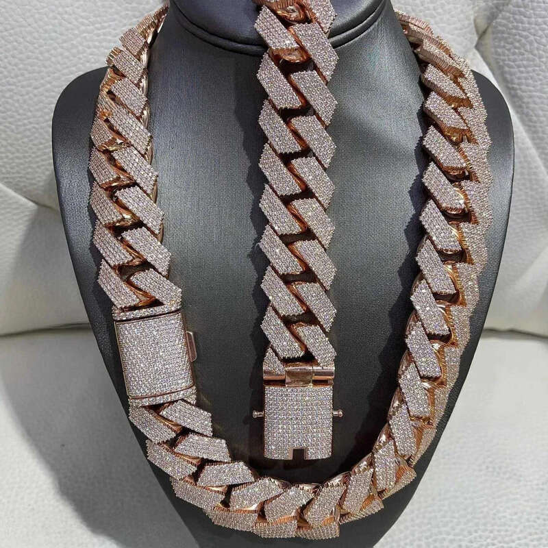 Pendant Necklaces Hip Hop Rapper Sier 20mm Wide 4 Rows Vvs Moissanite Full Iced Out Cuban k Chain Necklace