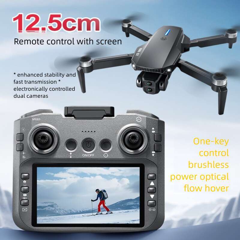 E GT Drone With Large Screen ESC Dual Camera HD Aerial Photography Optical Flow Long Endurance Remote Control Aircraft Toy