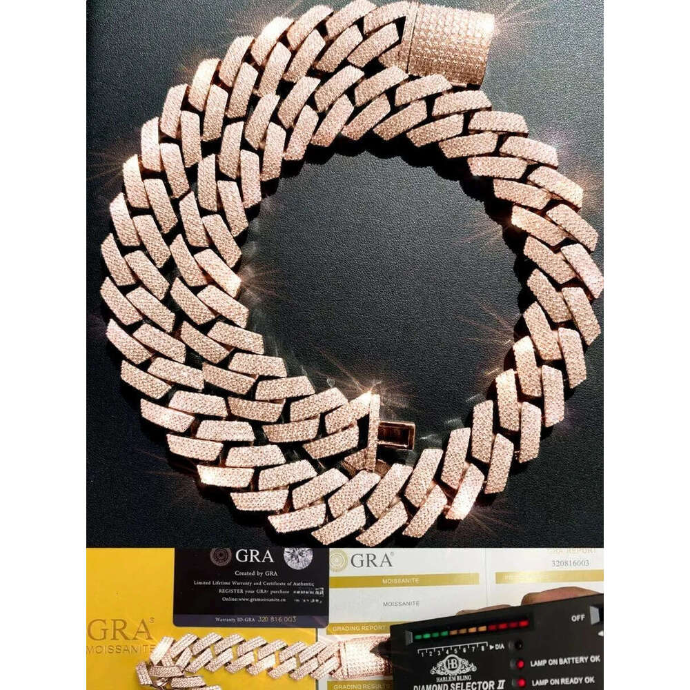 Moissanite Top Quality Iced Out 20mm Vvs Dia Cuban Link Chain Miami Hip Hop 10k Gold / Lab Grown Dias Free door-to-door delivery