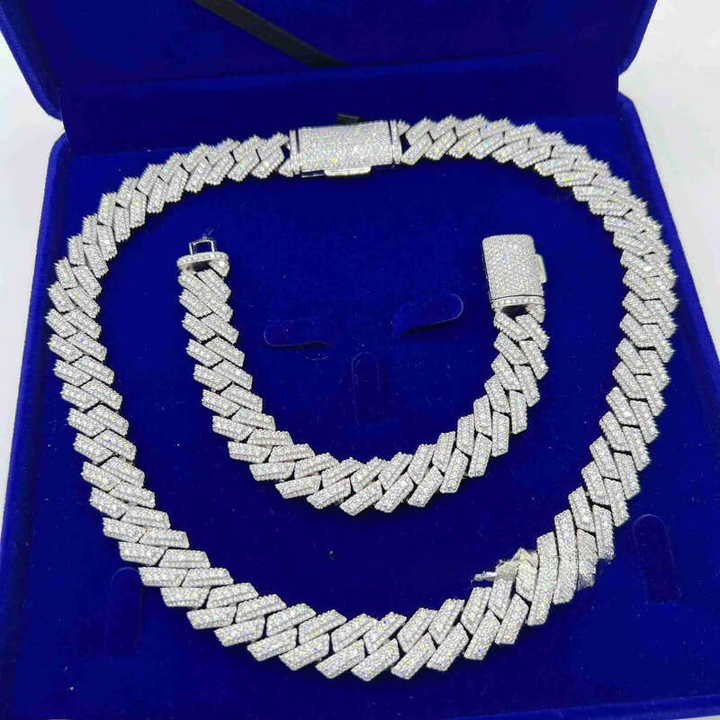 15mm Fashion Pass Tester Vvs Moissanite Dia Hip Hop Iced Out Jewelry Cuban Link Chain