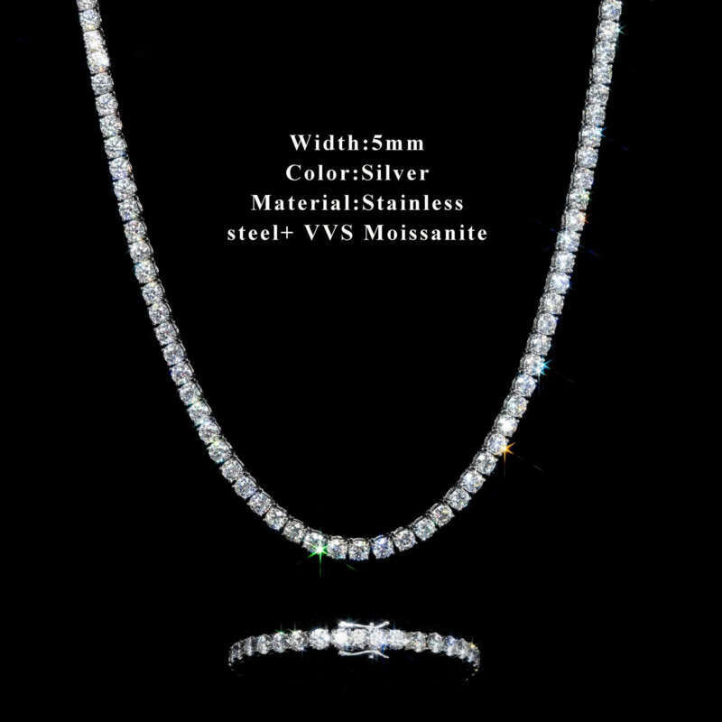 Good Price Gra Certified Vvs Moissanite Sterg Sier Solid Gold Tennis Chain