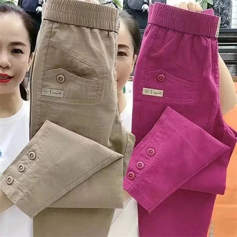 New 2025 Fashion Korean Women's Spring Summer Casual Slim Elastic Waist Pants Female Harun pants Ladies Trousers dongdumaoyi