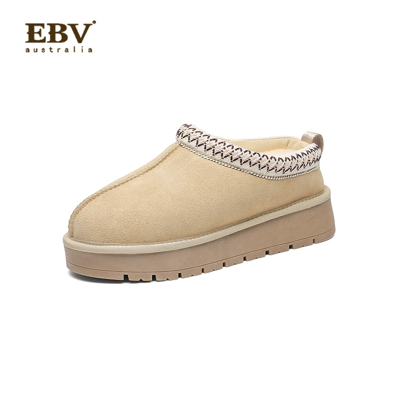 EBV designer shoes free shipping High quality Sheepskin fur on Leather thick soled snow boots for women thickened keep warm winter cotton shoes white 