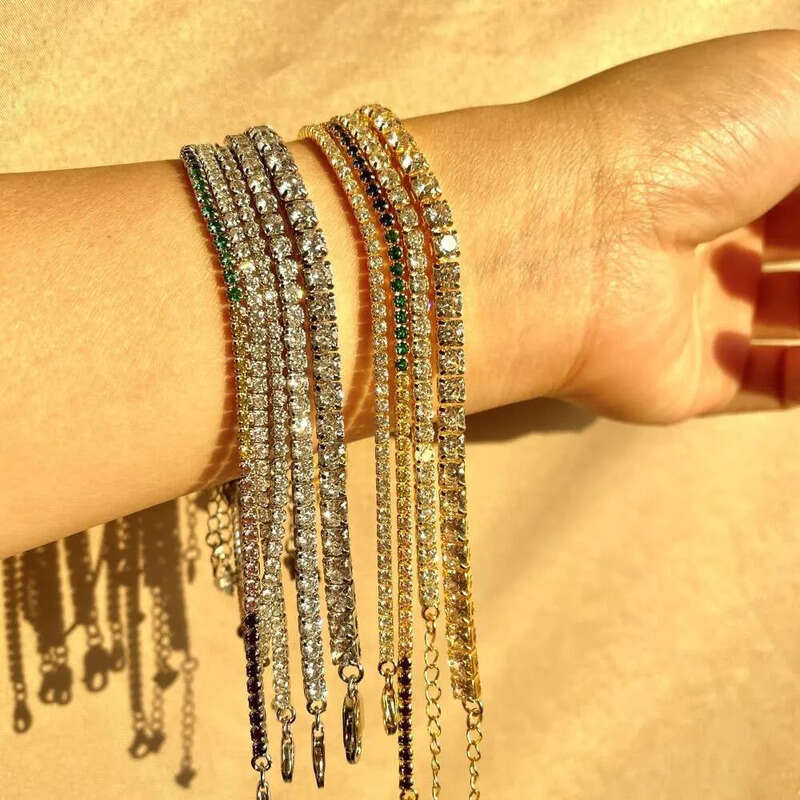 JS6004 sterling sier Iced out dia moissanite bracelet 2/3/4mm cz tennis hand bracelets for women