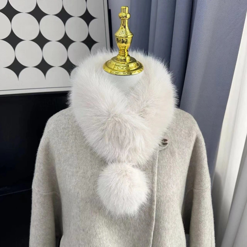 Natural Fox Fur Scarf Winter Thickened For Women Real Scarf Neck Warm Fluffy Shawls Female Coat Collar 250929