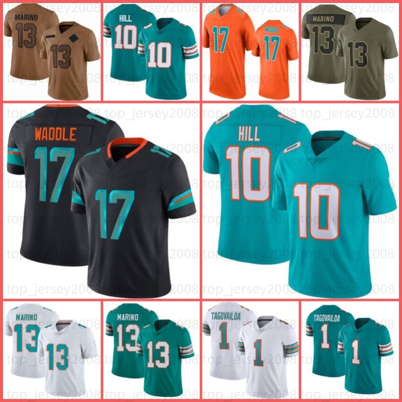 Devon Achane 10 Tyreek Hill Tua Tagovailoa Football Jersey Jaylen Waddle Jalen Ramsey Dan Marino Jalen Ramsey Bradley Chubb Zach Thomas Jason Taylor Larry Csonka