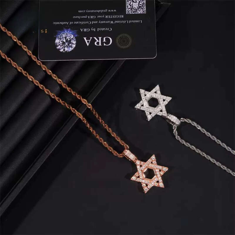 GRA Certificate Pentagram Custom Iced Out Hip Hop Jewelry Sier VVS Moissanite Dia Charm Pendant