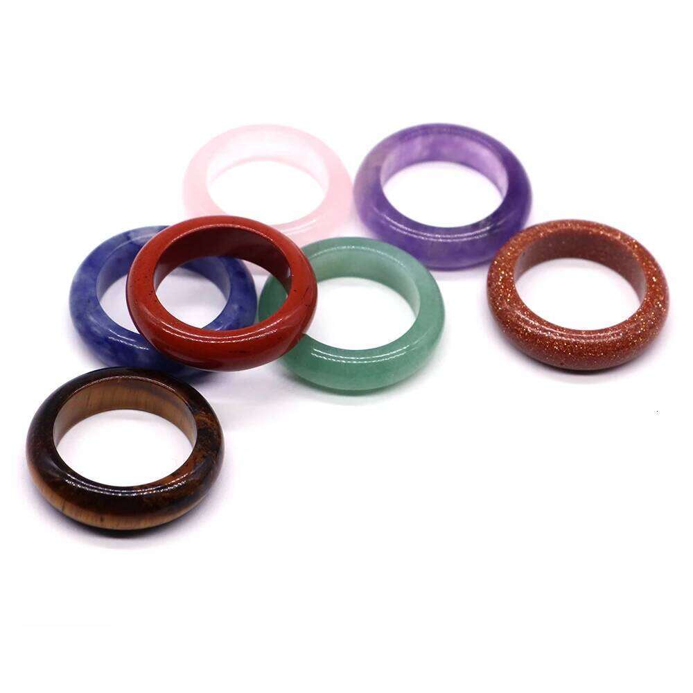 1pc Color Style Nature Stones Rings Healing Crystals Vintage Chakra Ring Women's Wedding Party Jewelry Punk Rock Gemstones Gift