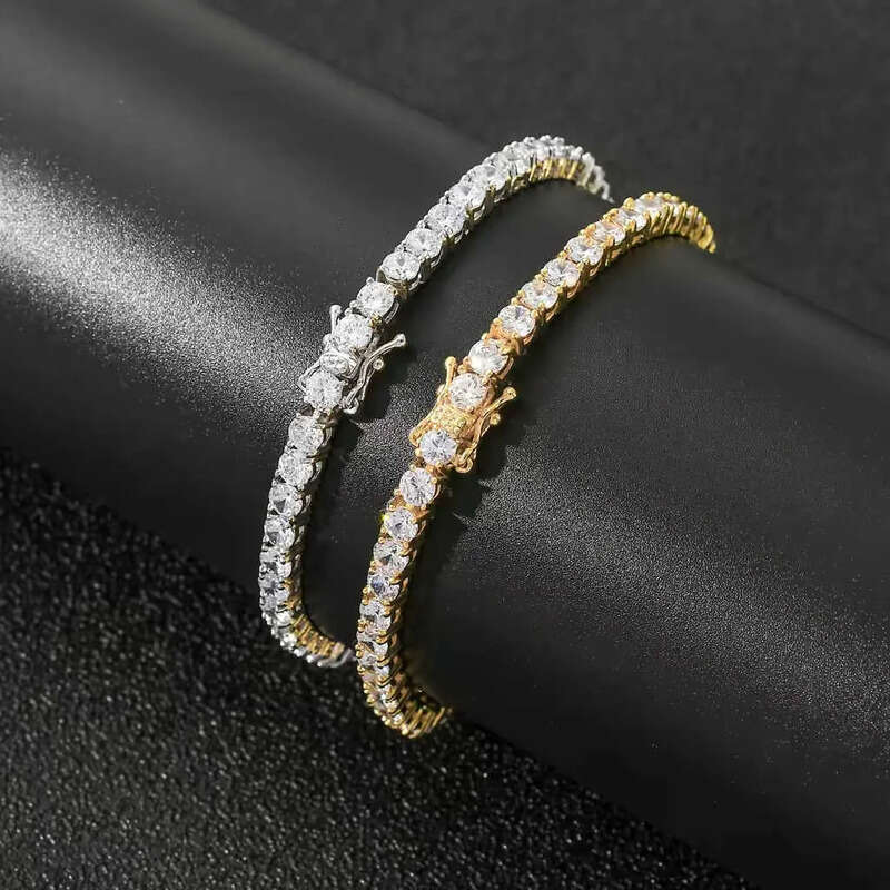 Iced Out Gold CZ Charms Tennis Bracelet - Unisex 3mm-6mm AAA+ Cubic Zirconia Hip Hop Jewelry for Gifts