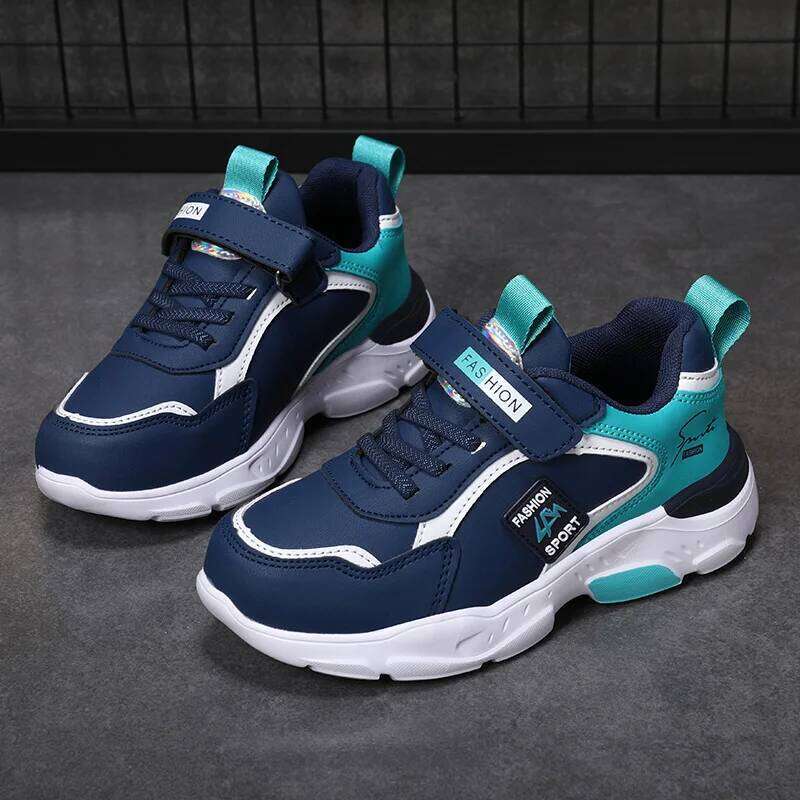 Autumn Winter Children's Shoes, Boys' Sneakers, Leather Surface, Breathable, Non-Slip, Versatile Sports Shoes for Middle-Aged Older Children