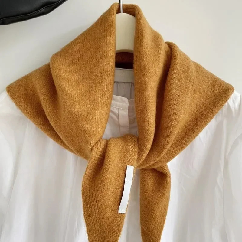 British Korean Style Niche Wool Knitted Triangular Scarf Women Headscarf Knitted Scarf Multifunctional Warm Knitted Scarf 250930
