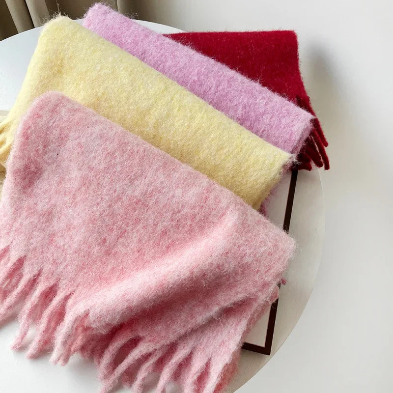 Pink Scarf Lady Autumn Winter Solid Simple Muffler Women Men Wool Blend Versatile Multicolor Soft Thermal Shawl Female Male 250930