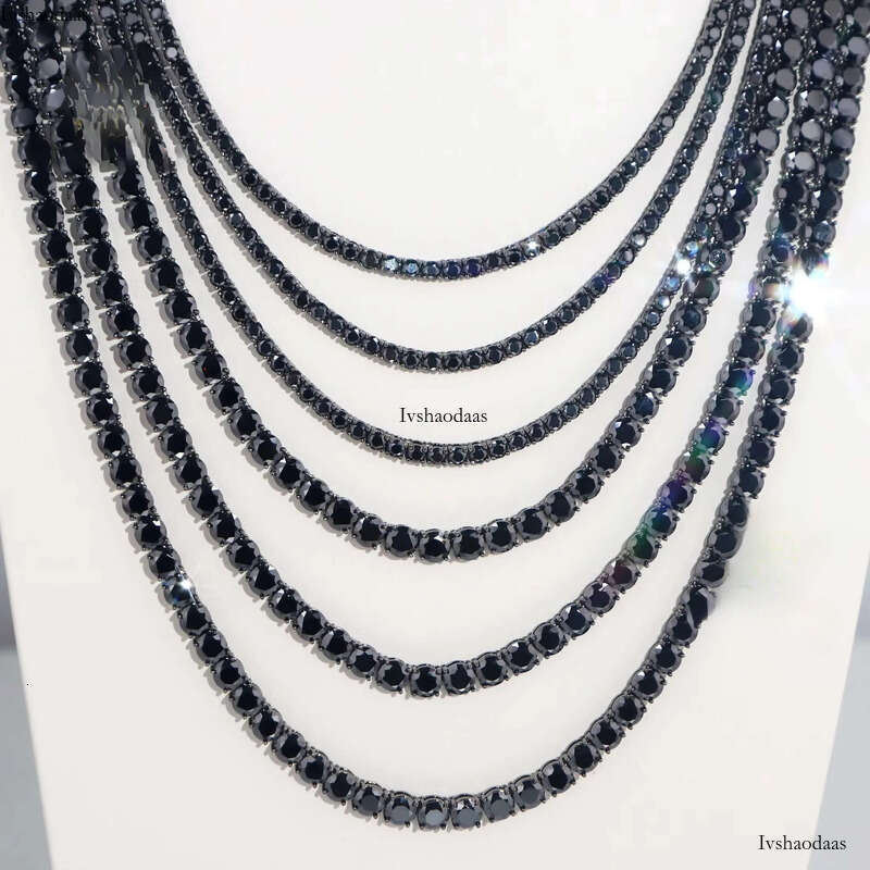 Hot Selling Black Cuban Link Bracelet Necklace 2mm to 6.5mm GRA Certificate Moissanite Tennis Chain S Solid Sier