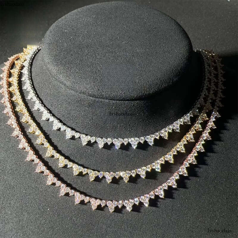 GRA Certificates Stock Claw Setting 2.5mm S Real Gold Plated Hip Hop Jewelry D VVS Moissanite Dia Cluster Tennis Chain