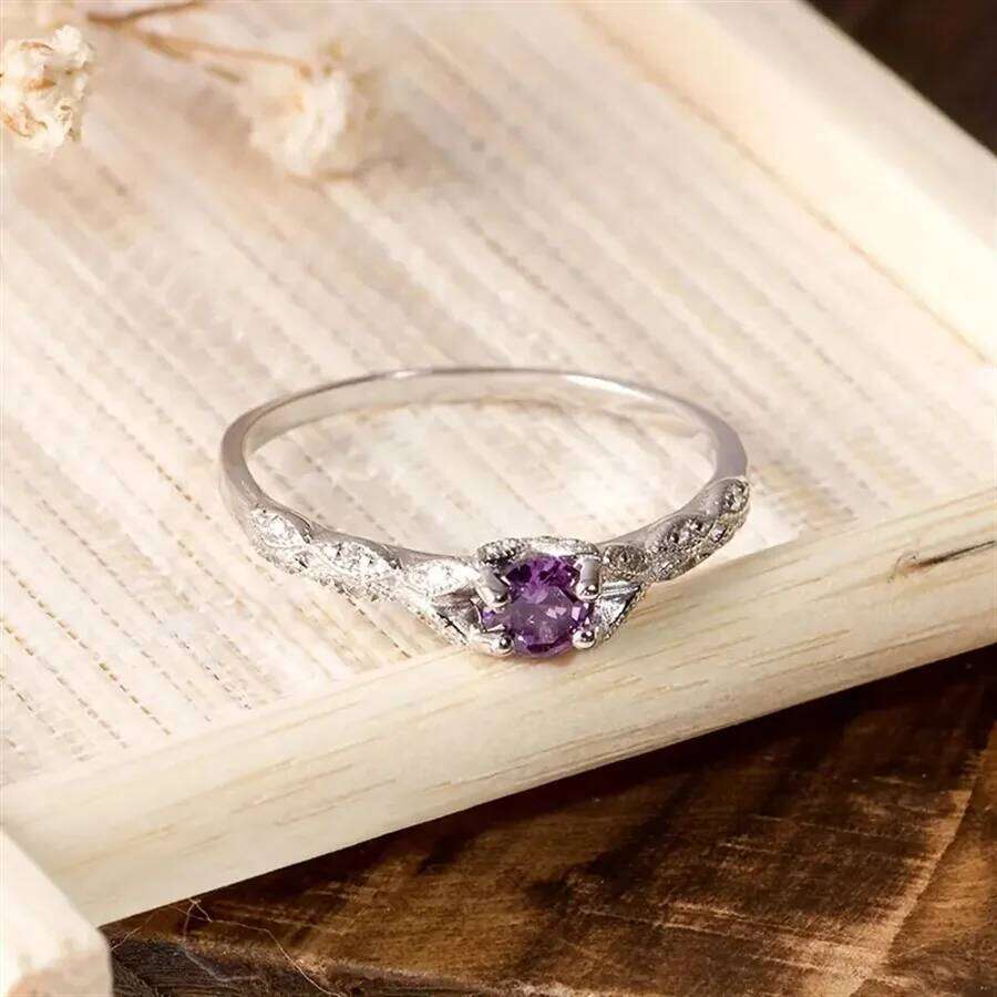 Autumn Winter New Light Style Amethyst Zirconia Women's in Europe and America Simple Fashion Gem Ring