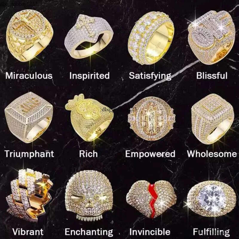 Wholesale Hip Hop Style 14K Gold VVS Moissanite Men Ring Iced Out S Sier Dia Cuban Link Star Rings