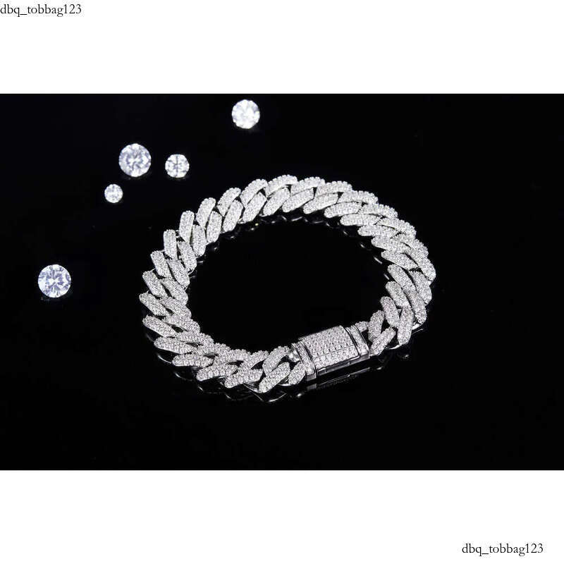 Miami Iced Out S Sterling Sier 14mm 16 18 20 22 24 26 Inch Moissanite Choker Baguette Cuban Link Chain Necklace for Men