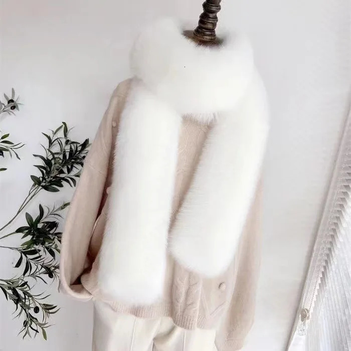 2025 Super Long Faux Fox Fur Scarf Wrap Plush Boa Collar for Women Winter Warm Shawl Necklace Stole Elegant Winter Accessory 250929