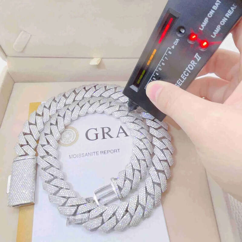 Iced Out Pass Dia Tester Sterg Sier Necklace Vvs Moissanite Cuban k Chain
