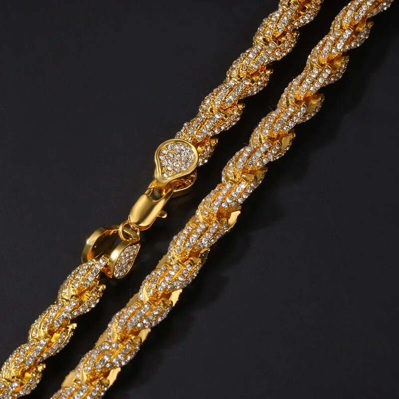 New Arrival Fashion Jewelry Popular White Gold Plated S Iced Out 8mm Vvs Moissanite Hip Hop Rope Chain Necklace for Men