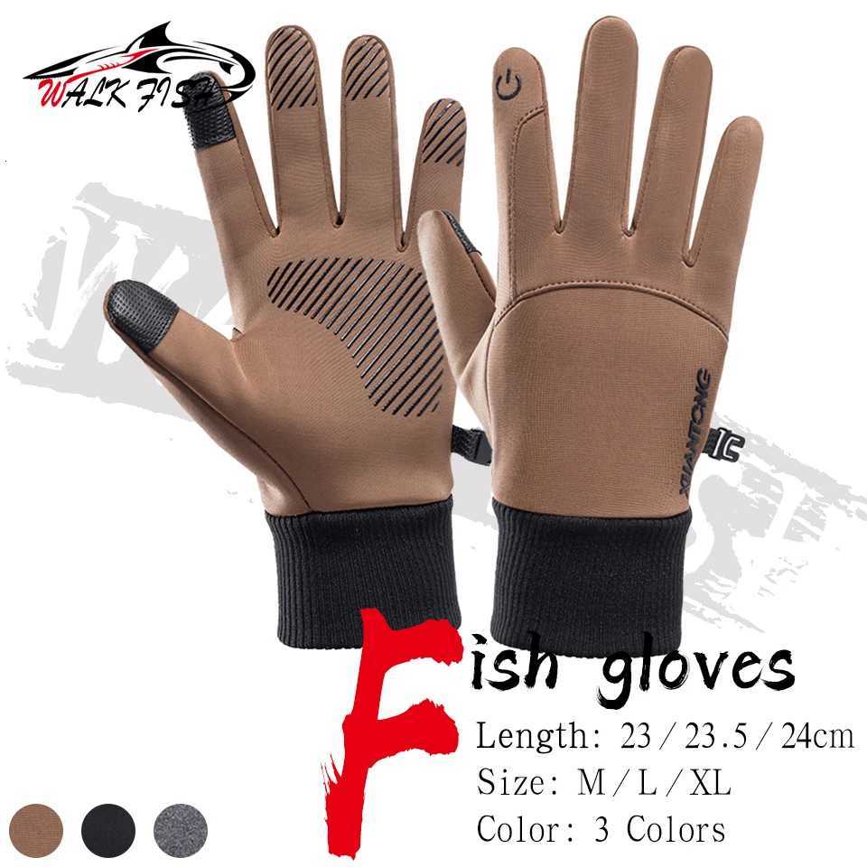 WALK FISH Fleece Fishing Gloves Nonslip Thermal Touch Screen Windproof Waterproof Men Running Skiing Bicycle Motorcycle Gloves Z250925