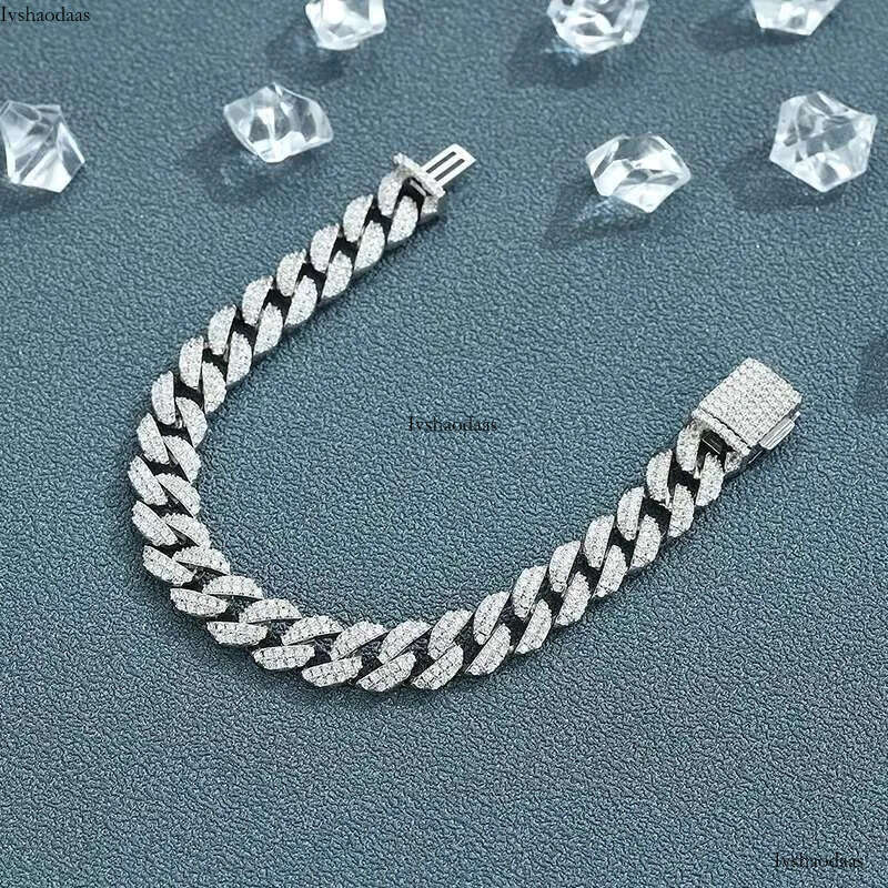 Miami Cuban Link High Quality Cubana Hop Jewelry 6 to 20mm Sterling Sier VVS Moissanite Iced Out Bracelet