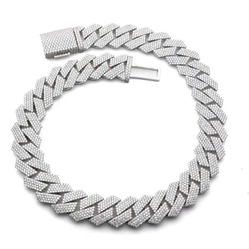 Men's 14K Gold-Plated Cuban Link Chain with VVS Quality Moissanite Pendant - Hip Hop Jewelry