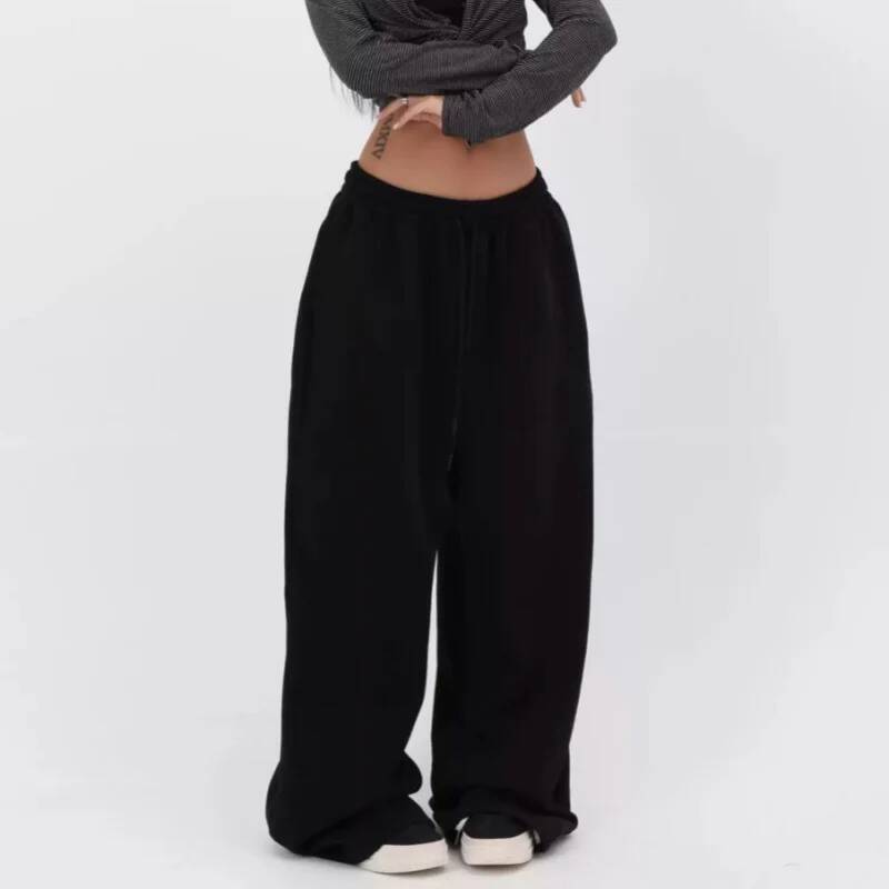 Retro Y2K Baggy Pants Fashion Women Pocket Elastic Waist Oversized Vintgae Wide Leg Pant Casual Streetwear Sweatpant Trousers dongdumaoyi