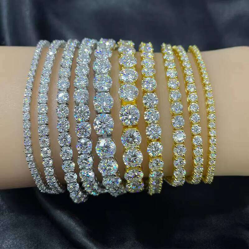 Multi-color designer style necklace of high qualityWhite GRA Tennis Chain Ice Out Sier Hiphop Men Moissanite Bracelet