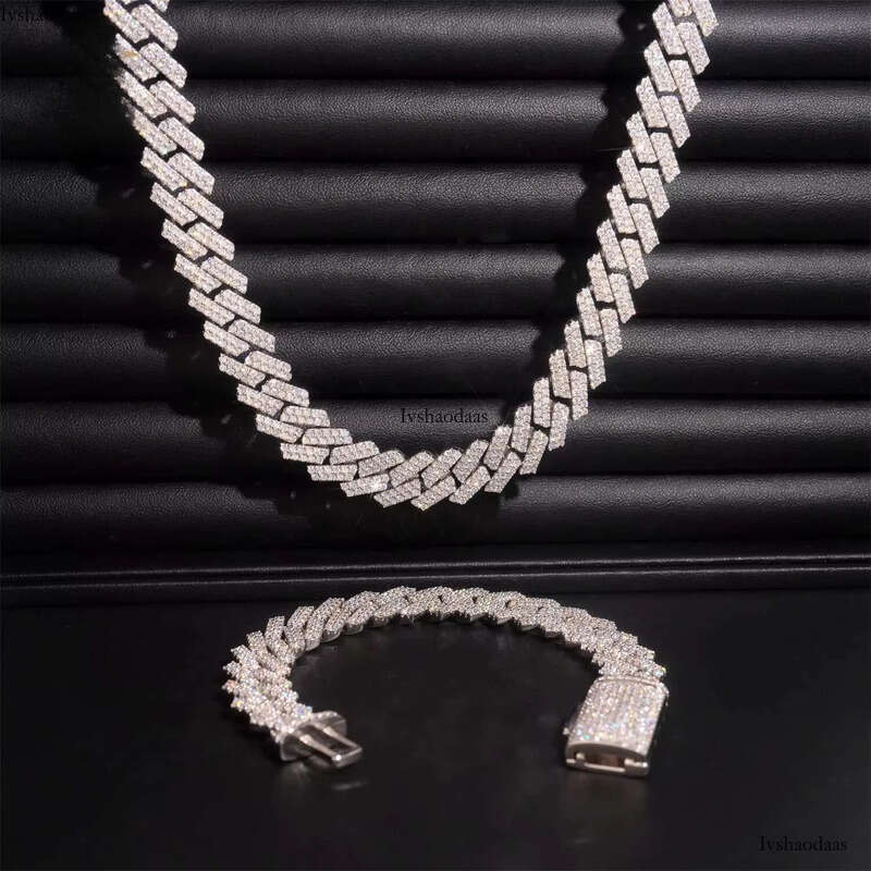 Pass Dia Tester Hip Hop Jewelry Iced Out Necklace VVS Moissanite Sier Cuban Link Chain