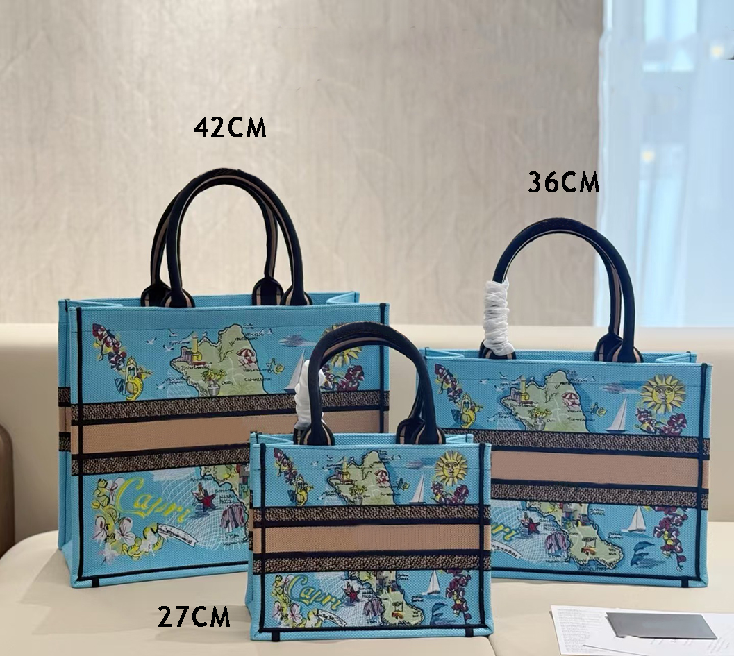 Designer embroidery book bag Classic tote bag Handle Laptop Large Capacity beach bags woman weekend travel hand beach bag