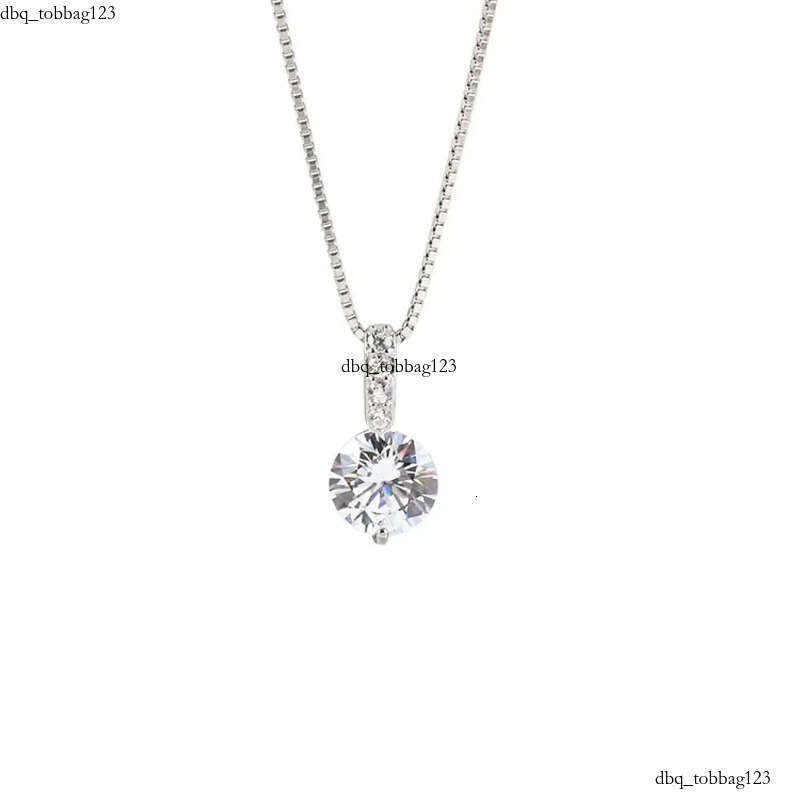 1CT Simple Fashion Dia Pendant Sweet Cute Jewelry Sterling Sier Soltaire White 5A Cubic Zircon Gemstones Party Beach Women Clavicel Necklace Gift