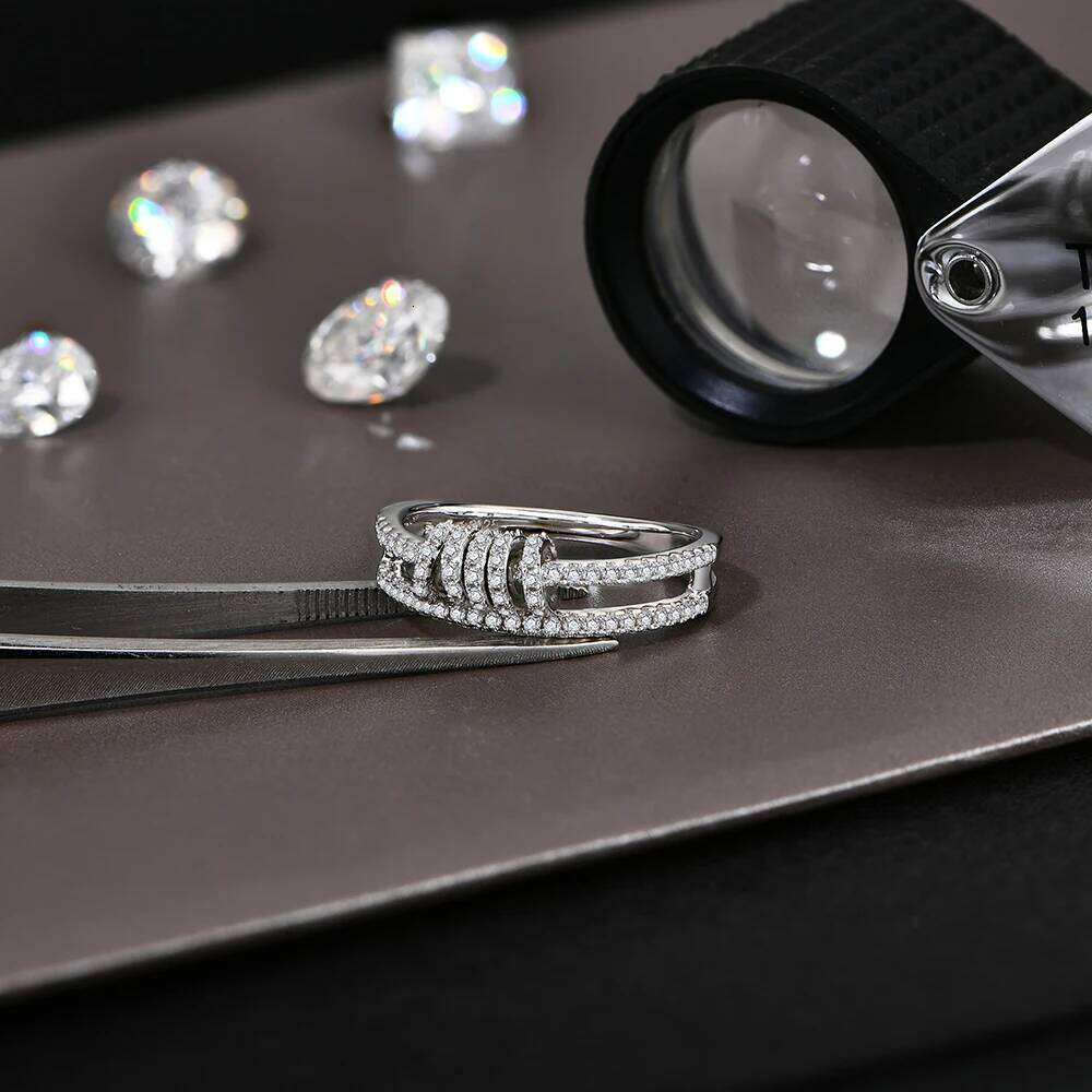 CHARMING Customize Full Moissanite Ring Brilliant Lab Dia Sterling Sliver Gold for Women Plated Wholesale Fine Jewelry