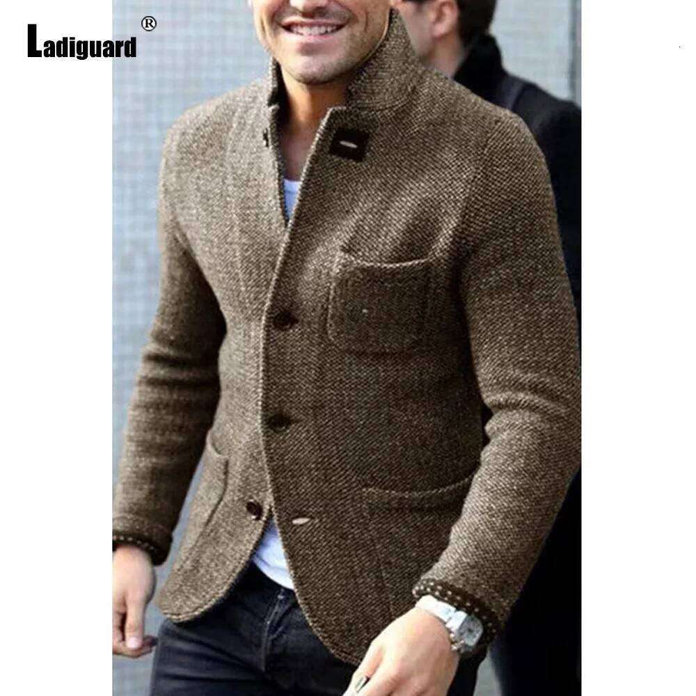 Mens Elegant Leisure Casual Knitted European Style Spring Classic Basic Jackets Men Slim Comfy Blazers Outerwear