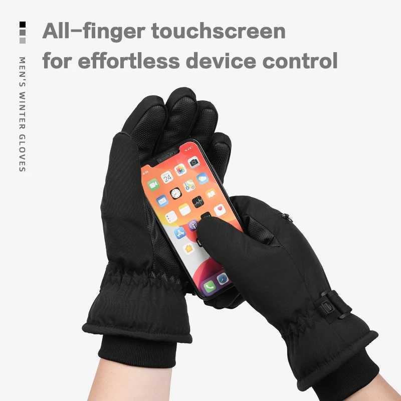 Mens Winter Ski Gloves with Backhand Zipper Pocket Touch Screen Snow Gloves Ideal for Skiing Snowboarding Cycling Z250925