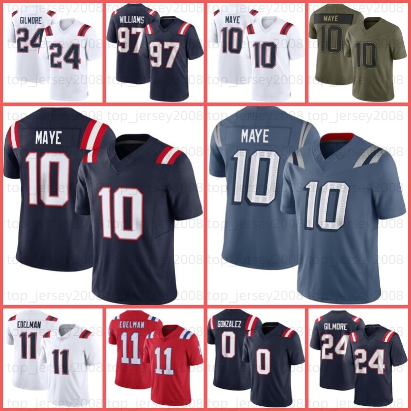 10 Drake Maye Will Campbell Stefon Diggs Football Jersey Tom Brady Christian Gonzalez TreVeyon Henderson Rhamondre Stevenson Mike Milton Williams Mike Vrabel