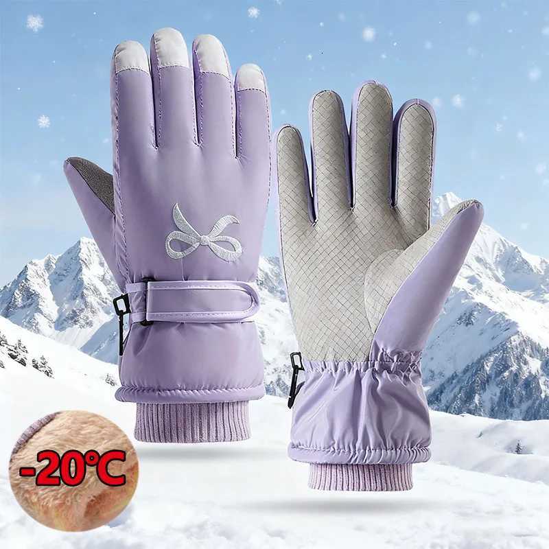 Winter Snowboard Ski Gloves for Women PU Leather NonSlip Touch Screen Waterproof Warm Fleece Motorcycle Cycling Riding Gloves Z250925