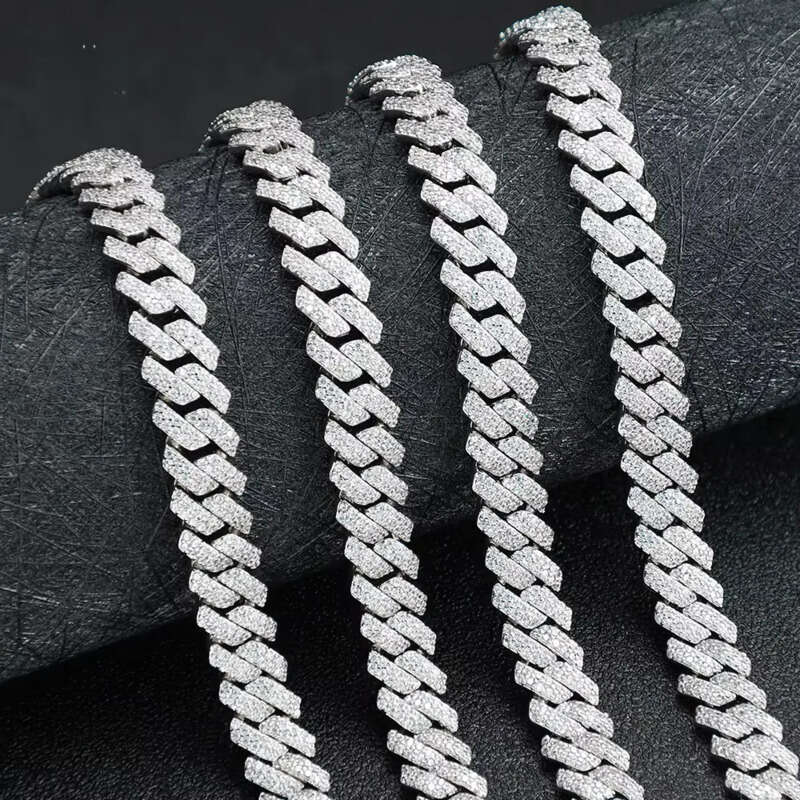 2025 New Arrival Hiphop Jewelry Micro Pave Sterling Sier VVS Moissanite 8MM Cuban Link Chains
