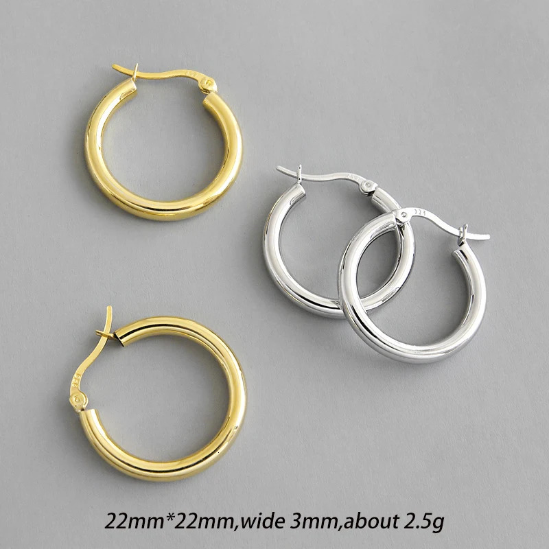 925 Sterling Silver Earring Fashion Simple Smooth Circle Ear Ring Big Earring Temperament Exaggeration Wild Women Girl Ear Jewel 250930